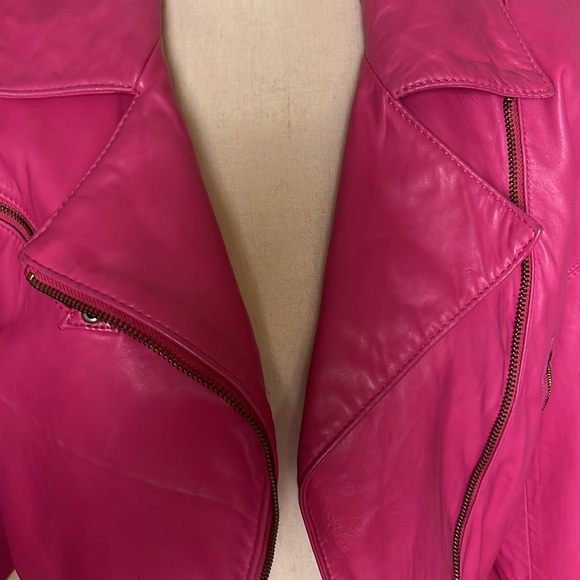 North Beach Leather Vintage cropped pink leather bolero jacket - Picture 12 of 12